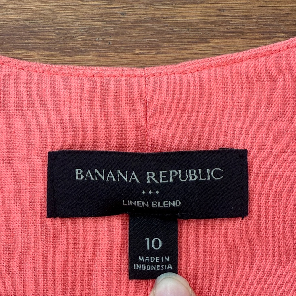 Banana Republic linen blend button front midi dress - Picture 3 of 9